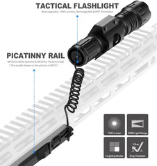 Feyachi 1500 Lumen LED Tactical Flashlight Rechargeable IPX7 Protection 4 Modes Weapon Light Picatinny Rail Flashlight Included with Pressure Switch(Mlok-FL37)