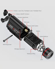 Feyachi LF-69 Laser Weapon Light Combo - 1000 Lumen for Pistol