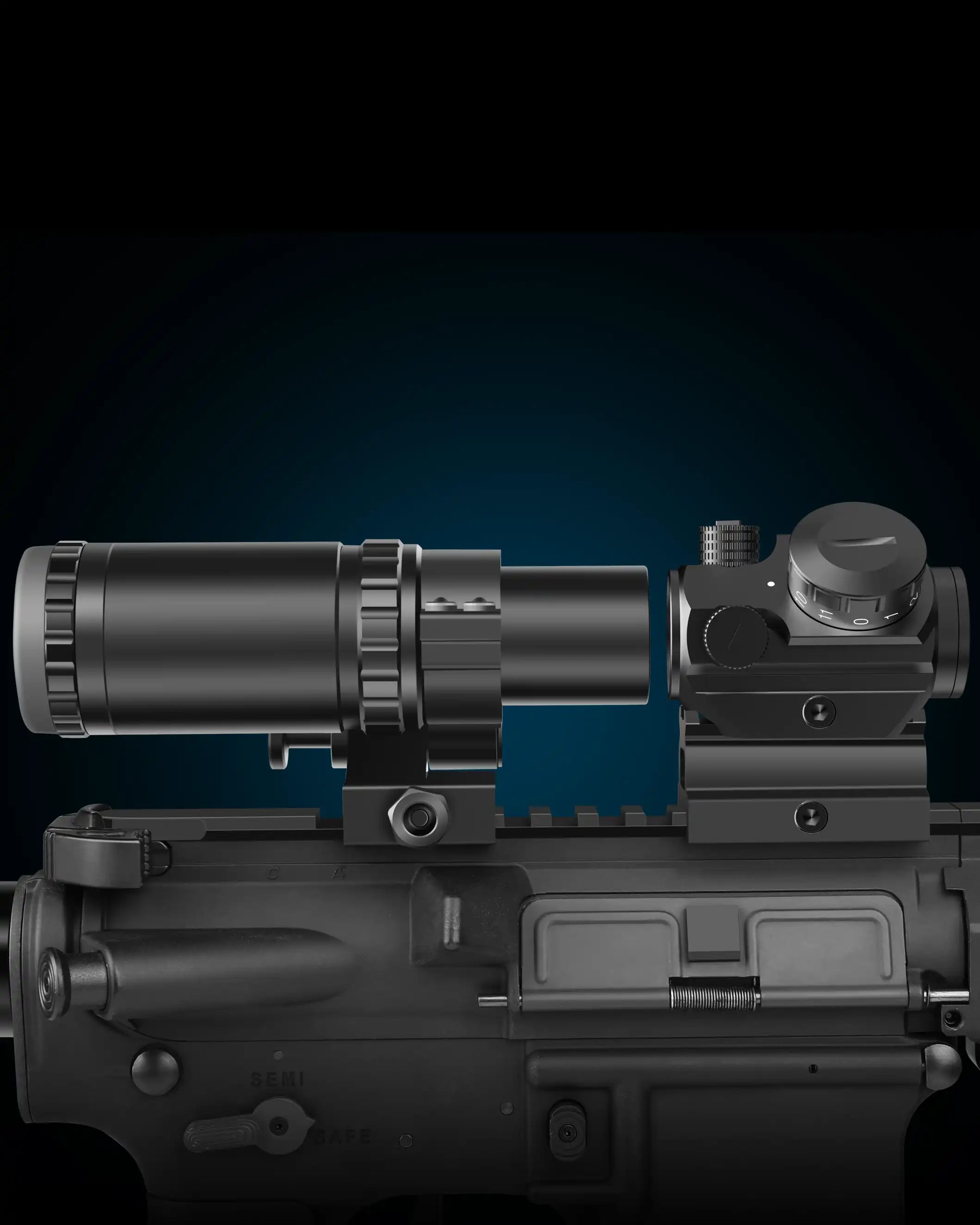Feyachi M37 1.5X - 5X Red Dot Magnifier Focus Adjustment Optical Magnifier with Flip to Side Mount, Black